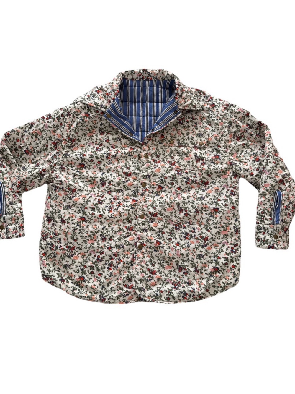NWOT Clare V. Jacques Quilted Reversible Jacket Striped And Floral Size M/L - Picture 7 of 9